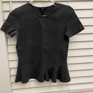 J.Crew Women's Peplum Heather Grey Top Round Neck Half Sleeves US Size - XXS